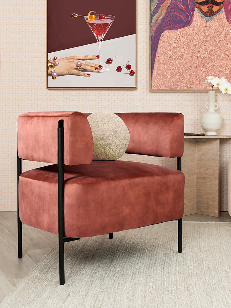 Teo Chair - Mottled Velvet Copper Brown