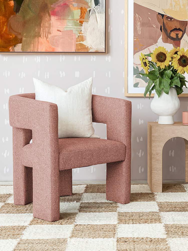 Bella Armchair - Weave Dusty Pink