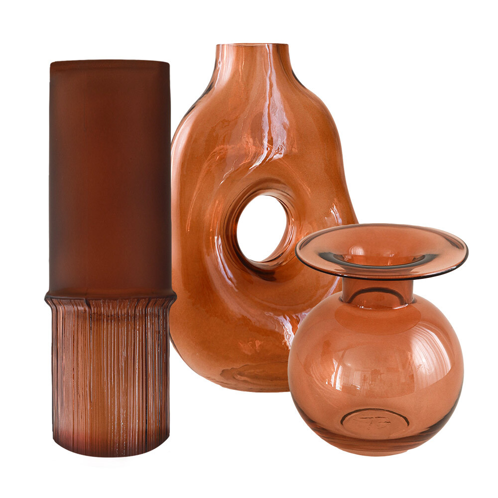 Rust Glass Vessels - Set of 3