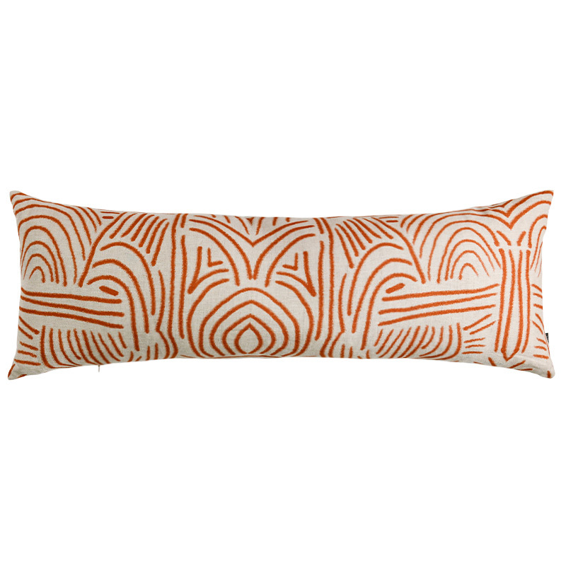 Tiki Hut Terracotta Long Lumbar Linen Cushion - 90x30cm