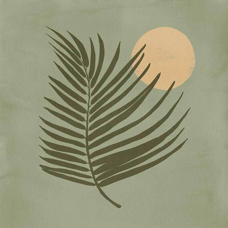 Sunrise Palm Green Canvas Art Print