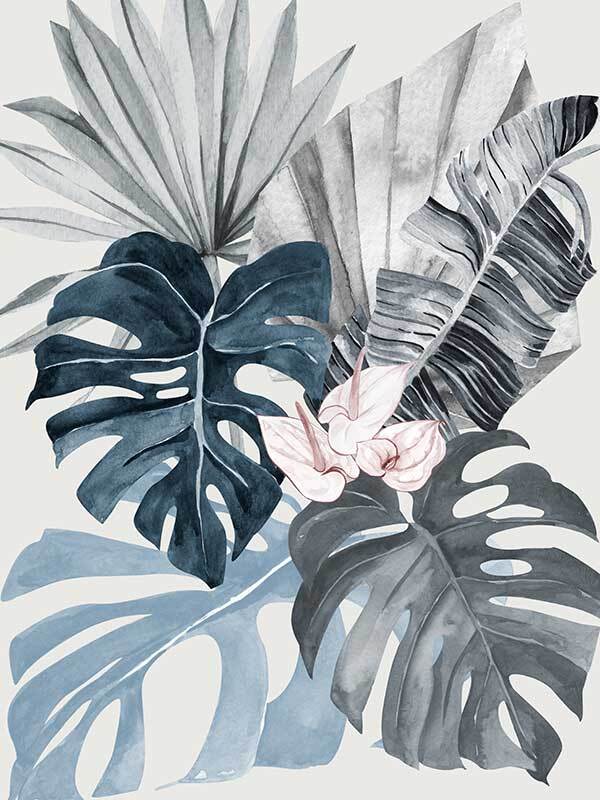 Tropical Leaves Blue I Poster