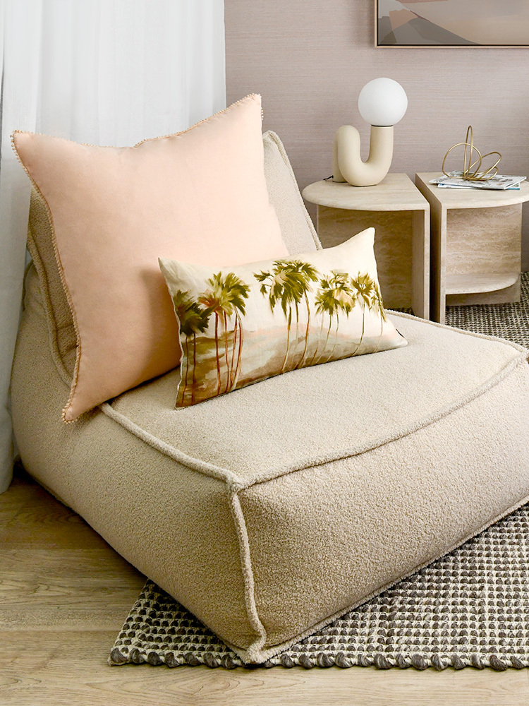 Blush Pink Oversize Square Linen Cushion - 60x60cm