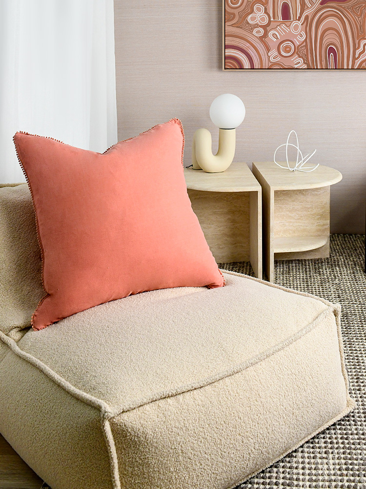 Rose Pink Oversize Linen Cushion - 60x60cm