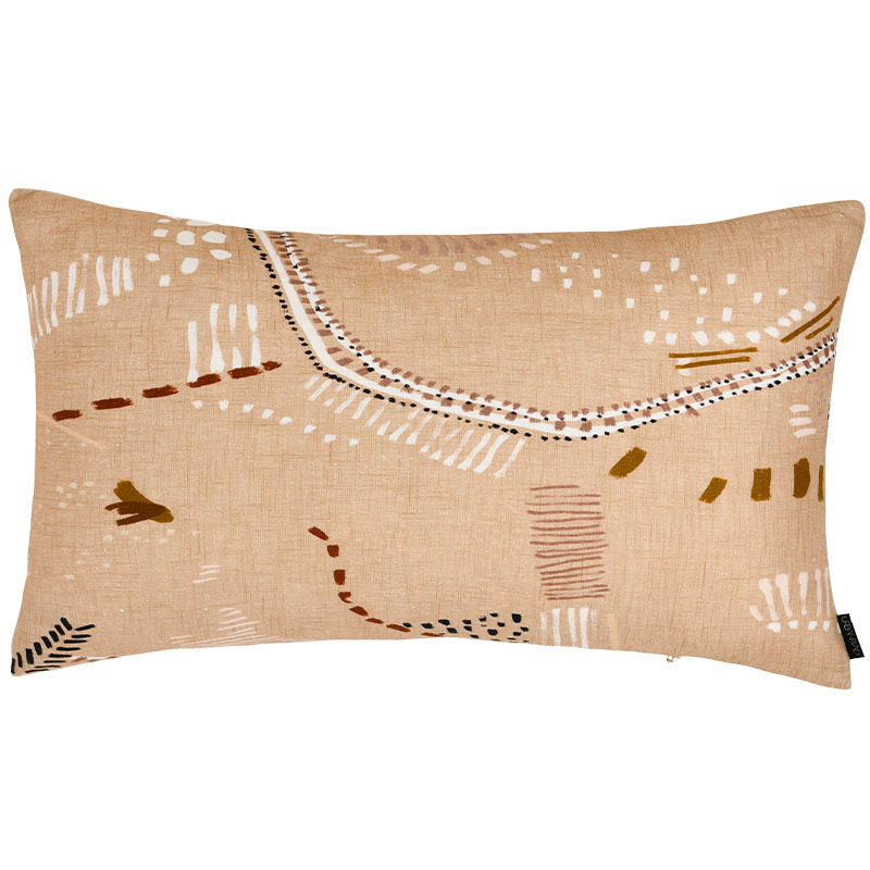 Patchwork Sketches Lumbar Linen Cushion - 50x30cm