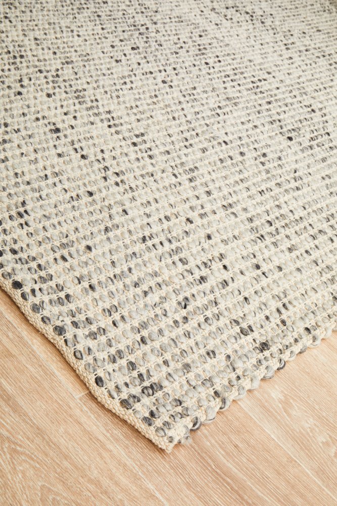 Skandi 300 Grey Handmade Wool Flat Weave Reversible Rug