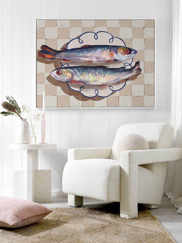 Catch of the Day Blue Canvas Art Print