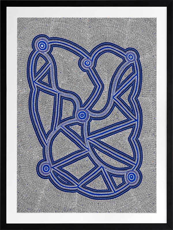 Ngapa Jukurrpa III Blue Framed Art Print
