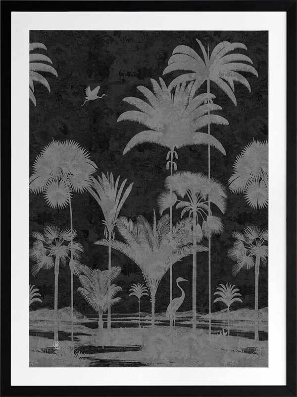 Shadow Palms Black and White I Framed Art Print