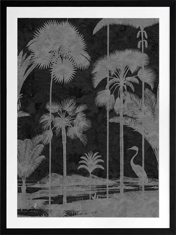 Shadow Palms Black and White II Framed Art Print