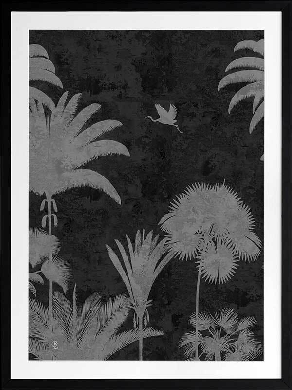 Shadow Palms Black and White III Framed Art Print
