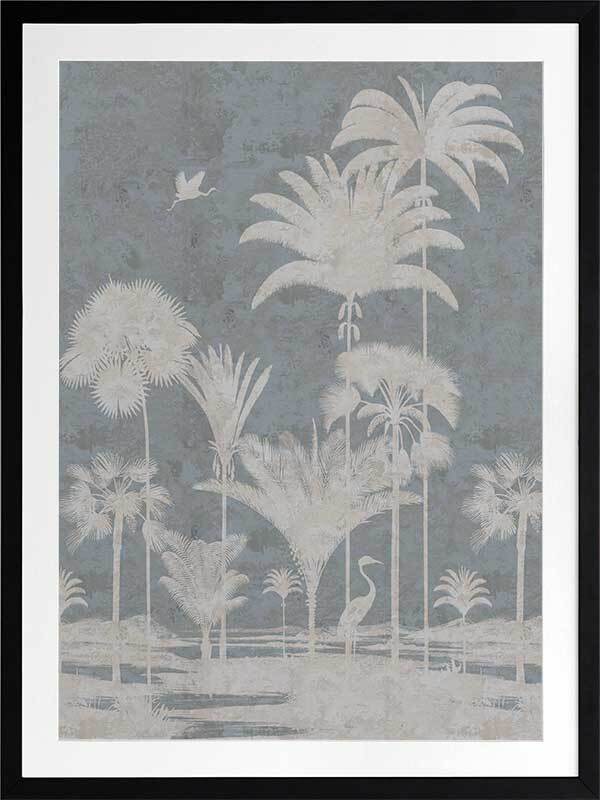 Shadow Palms Blue I Framed Art Print