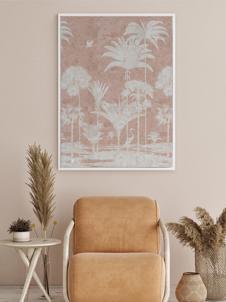 Shadow Palms Pink I Canvas Art Print