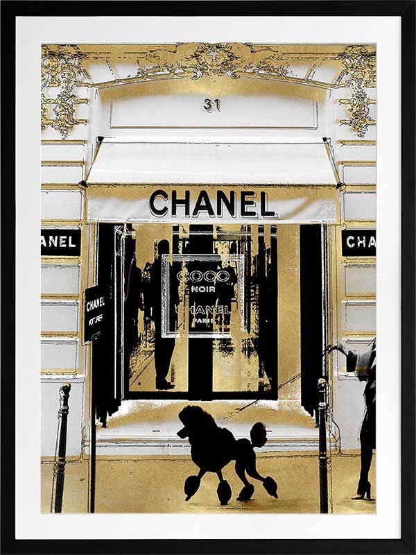 Chanel in Gold Framed Art Print