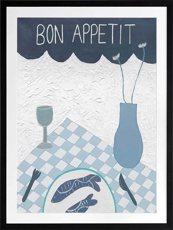 Bon Appétit Blue Framed Art Print