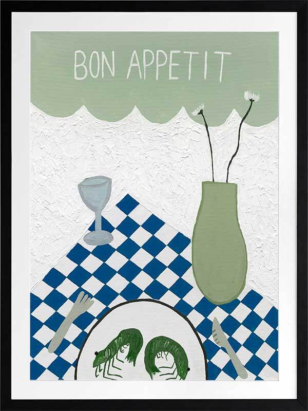 Bon Appétit Light Green Framed Art Print