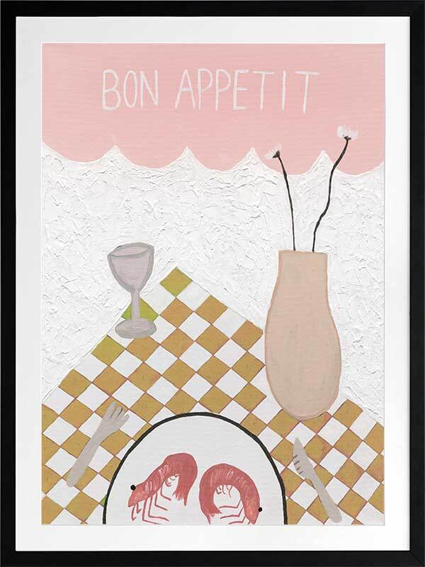 Bon Appétit Pink Framed Art Print