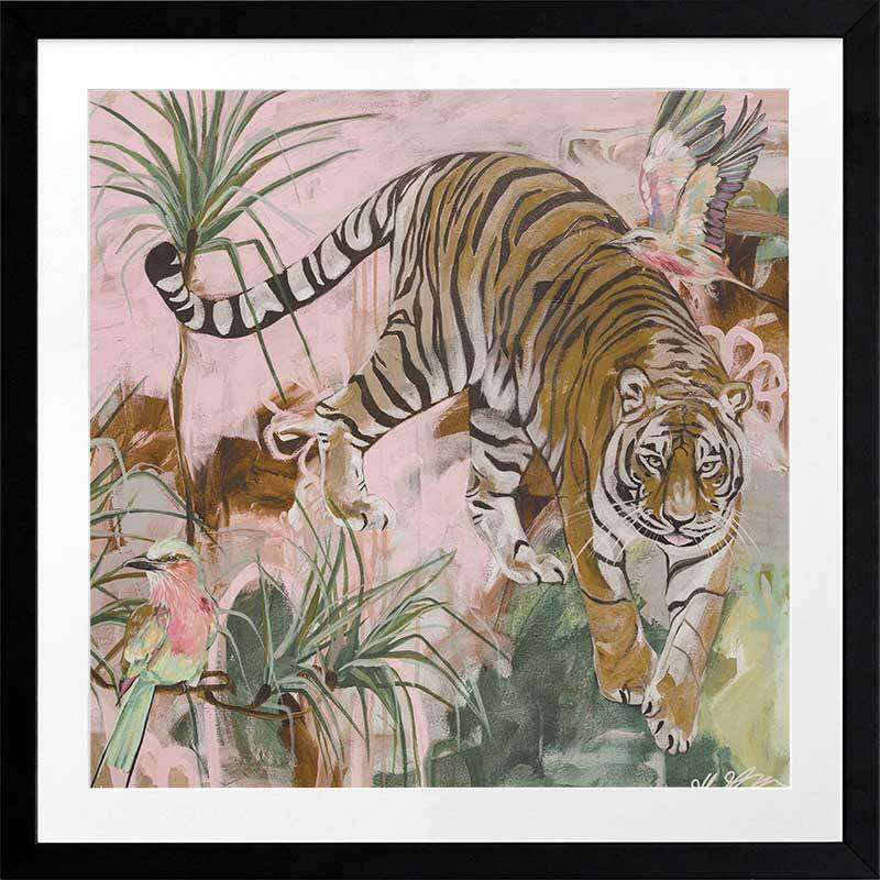Jungle Boogie Pink Khaki Framed Art Print