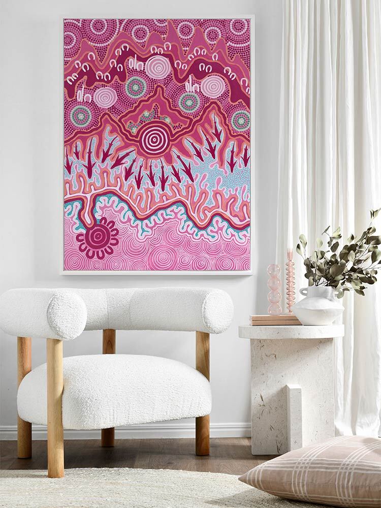 Birrbay Connection Dark Pink Canvas Art Print