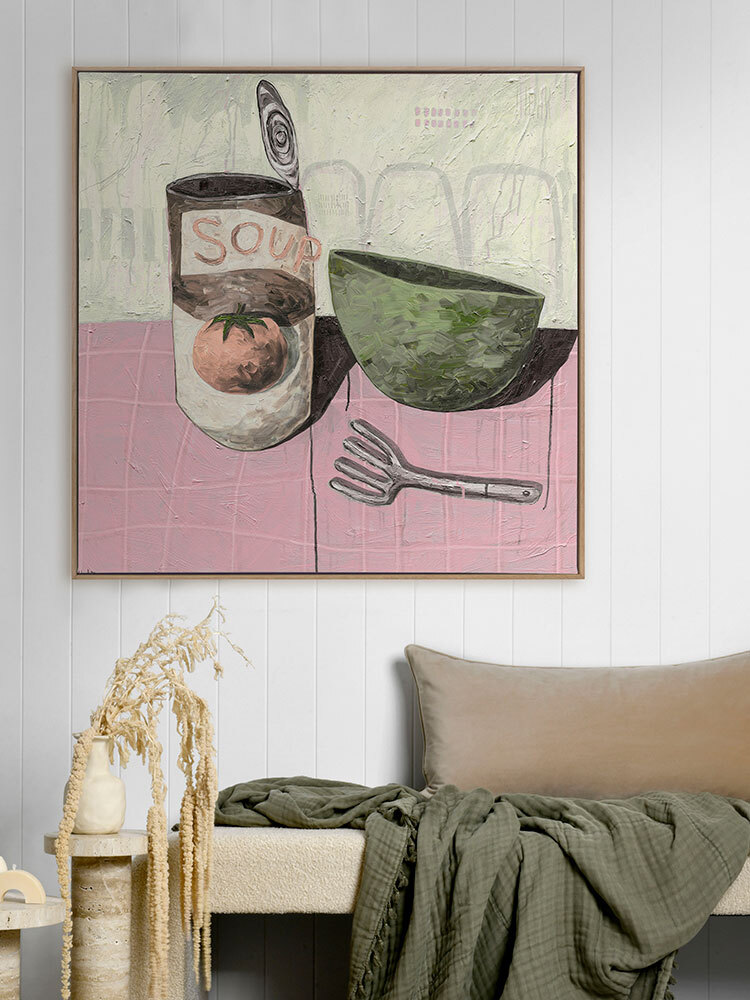 Eating Soup With A Fork Blush Pink Canvas Art Print