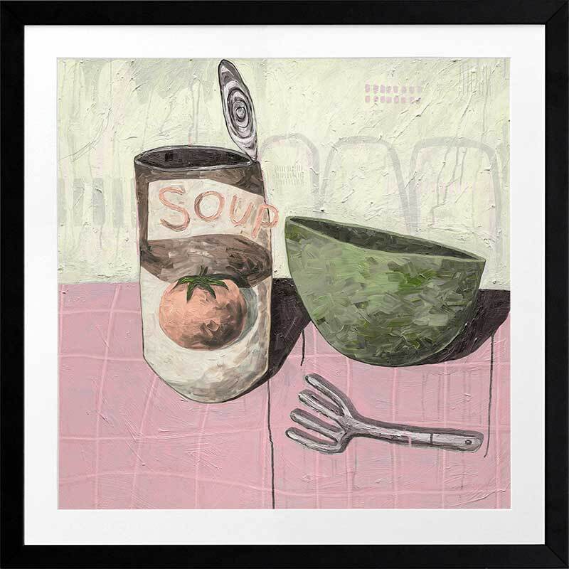 Eating Soup With A Fork Blush Pink Framed Art Print