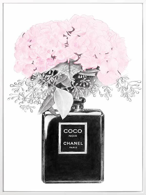 Chanel Perfume Bottle Black And White Framed Print