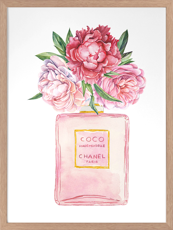 An Elegant Perfume Bottle with Delicate Floral Details and Rose