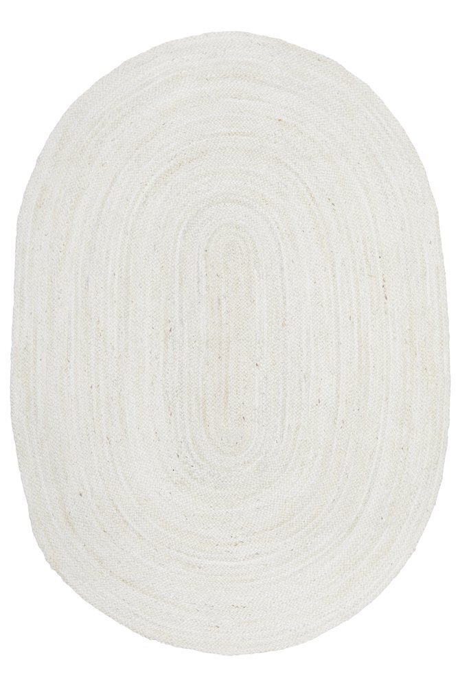 Bondi White Hand-Braided Jute Oval 280 x 190cm Rug