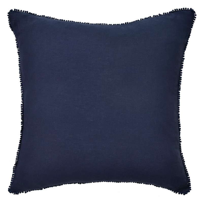 Navy Black Iris Oversize Linen Cushion - 60x60cm