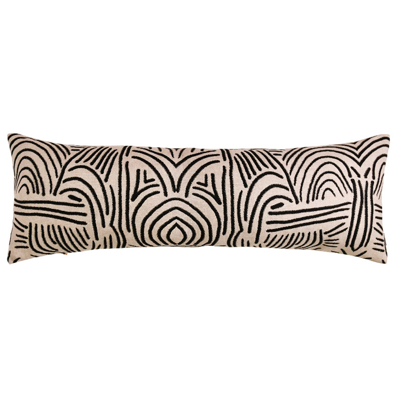 Tiki Hut Midnight Long Lumbar Linen Cushion - 90x30cm