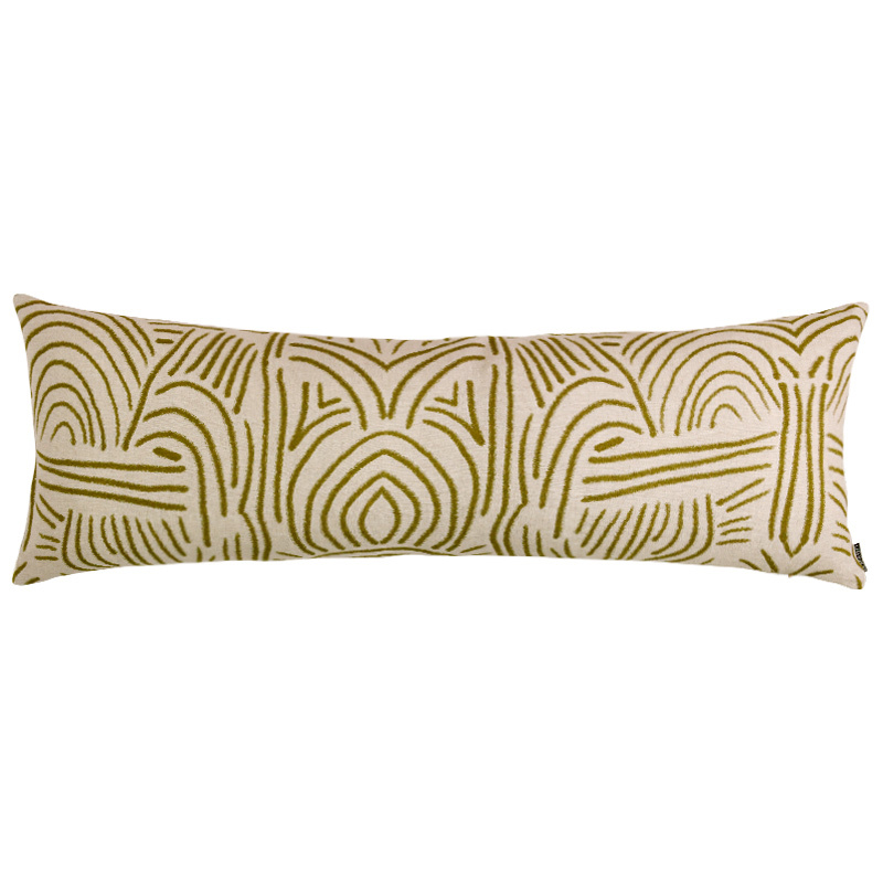 Tiki Hut Olive Long Lumbar Linen Cushion - 90x30cm