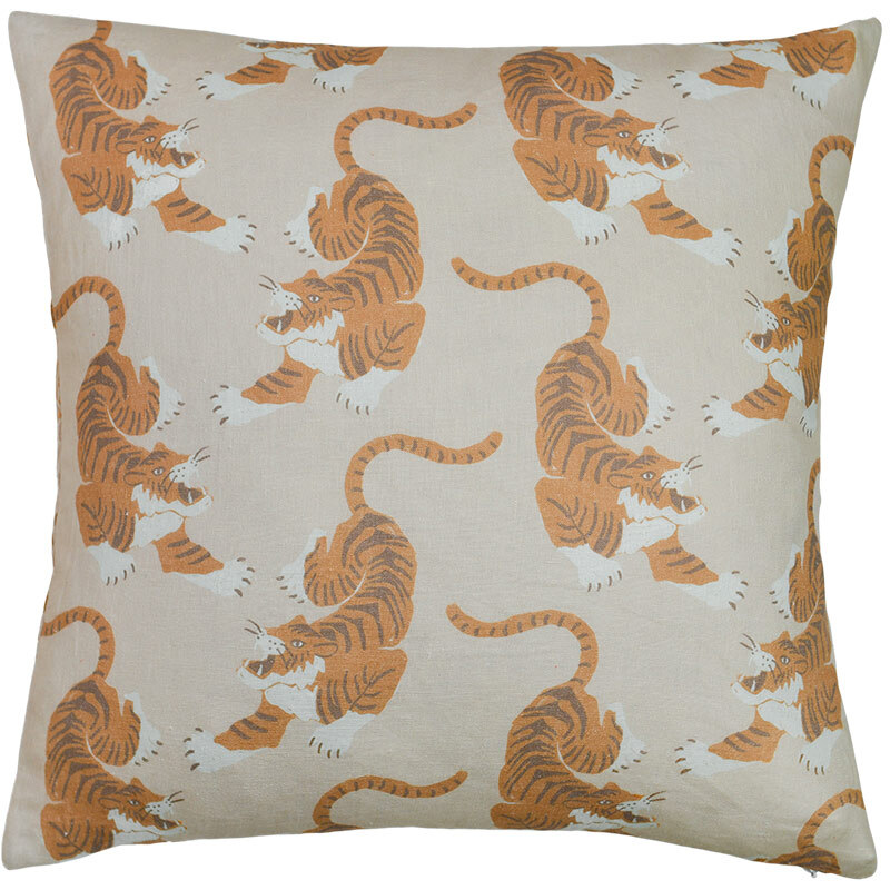 Tigress Square Linen Cushion - 50x50cm