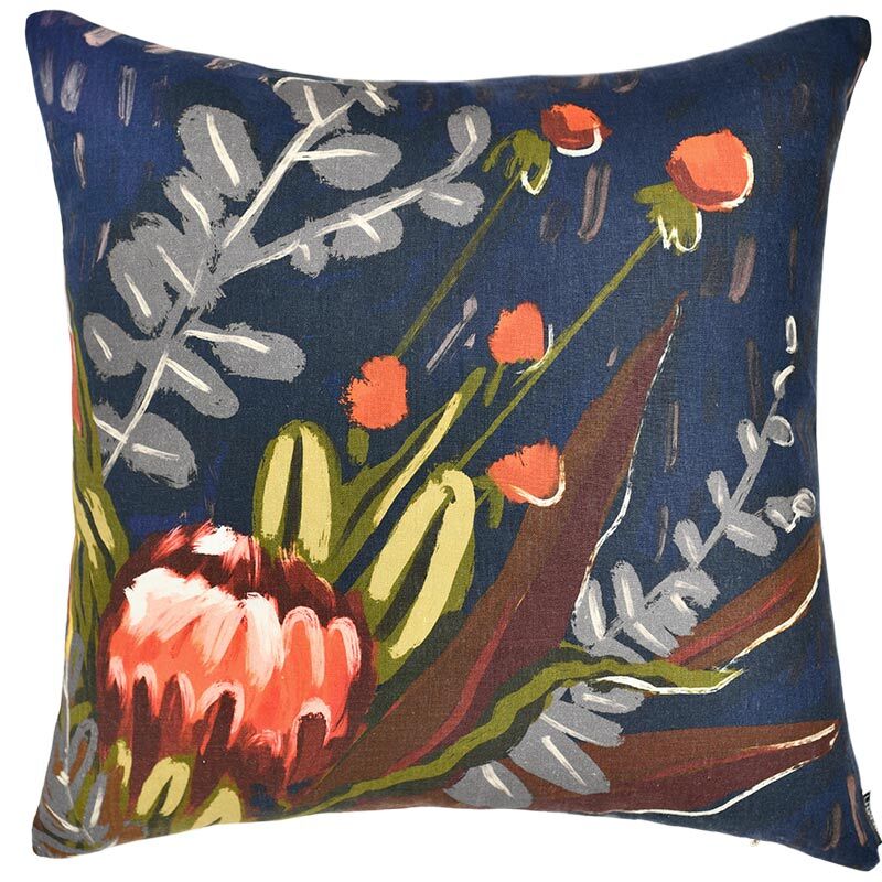 Flora Australis Square Linen Cushion - 50x50cm