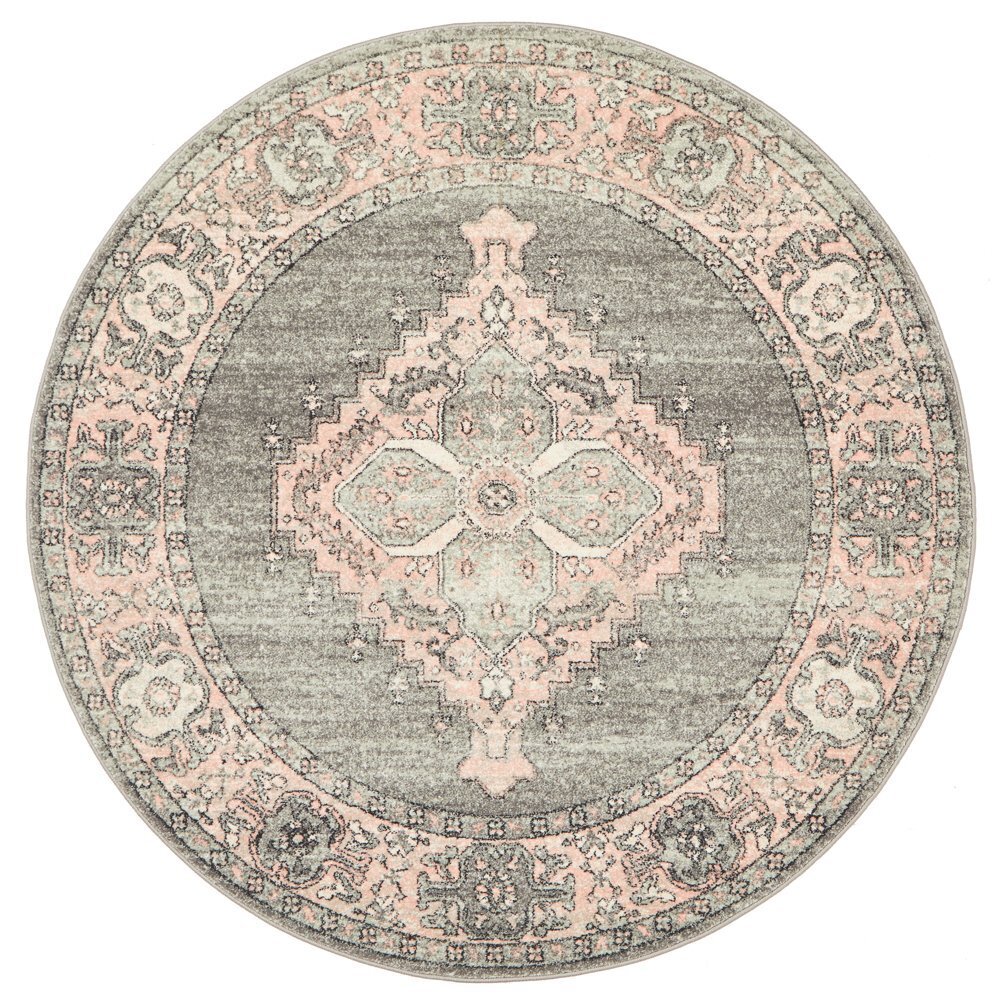 Avenue Grey Round Stain-Resistant Rug