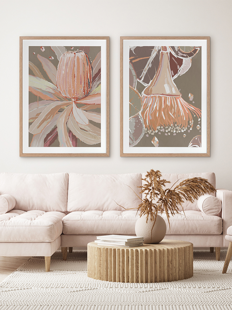 Peach Flowering Gum Framed Art Print