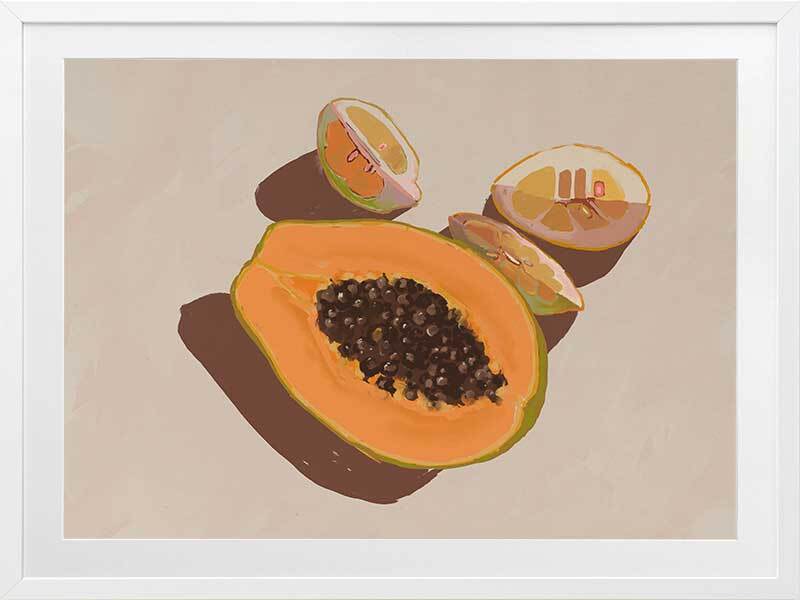 Oh my Papaya! - Frame White - With Mat - 106x141.5 - Landscape