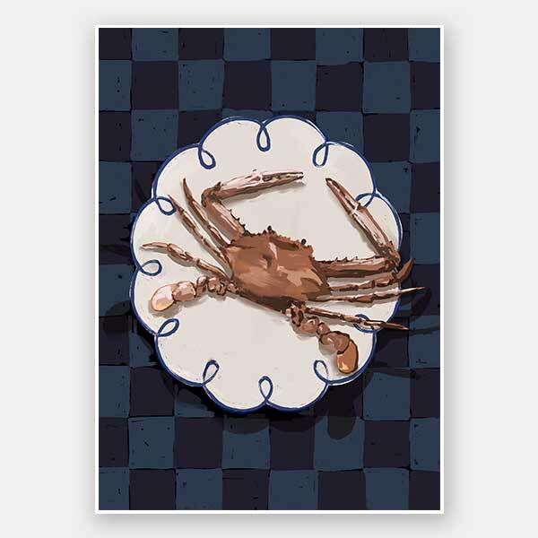 Crustacean Deep Blue Unframed Art Print