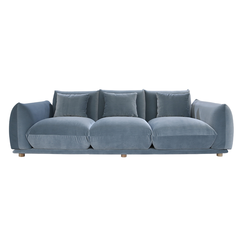 Alden Velvet Sofa - Steel Blue