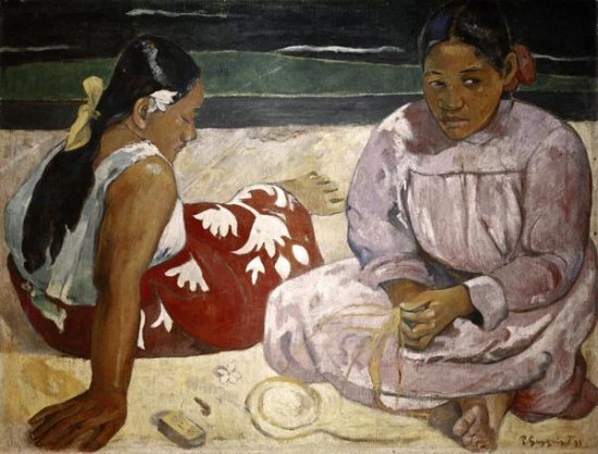 Tahitian Women, On the Beach Canvas Art Print