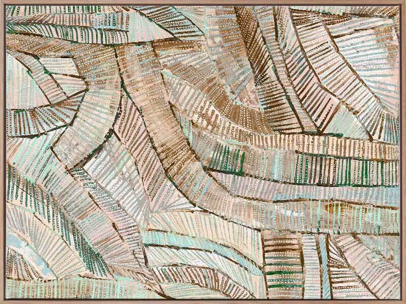 Dhala-bu-nya Bula Green - Oak Box Frame Canvas - 90x120 - Landscape