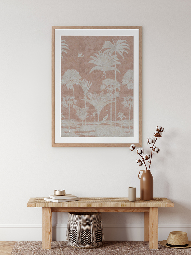 Shadow Palms Pink I Framed Art Print