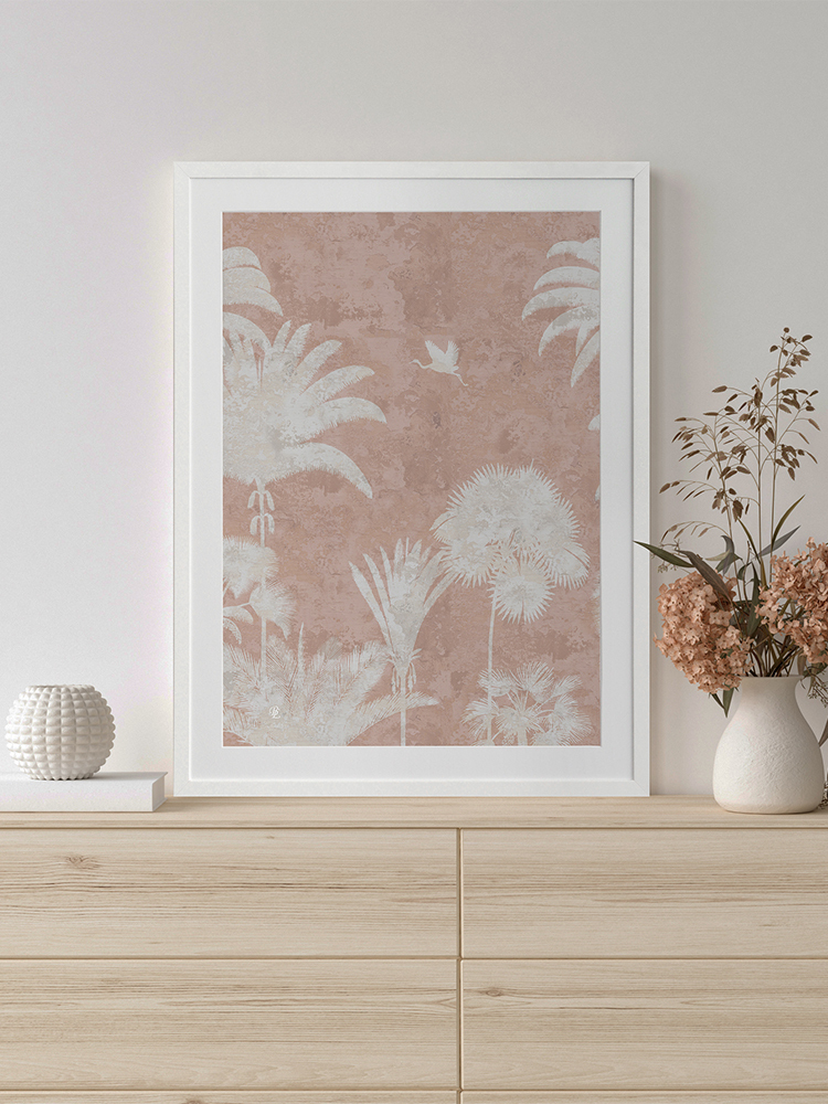 Shadow Palms Pink III Framed Art Print