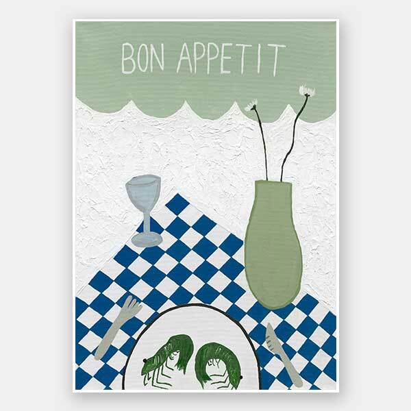 Bon Appétit Light Green Unframed Art Print