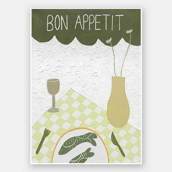 Bon Appétit Dark Green Unframed Art Print