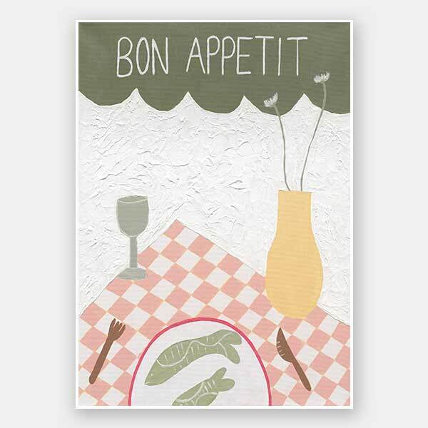 Bon Appétit Khaki Green Unframed Art Print