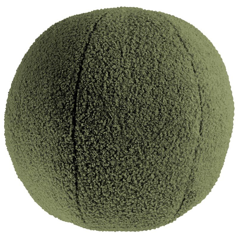 Olive Green Boucle Ball Cushion