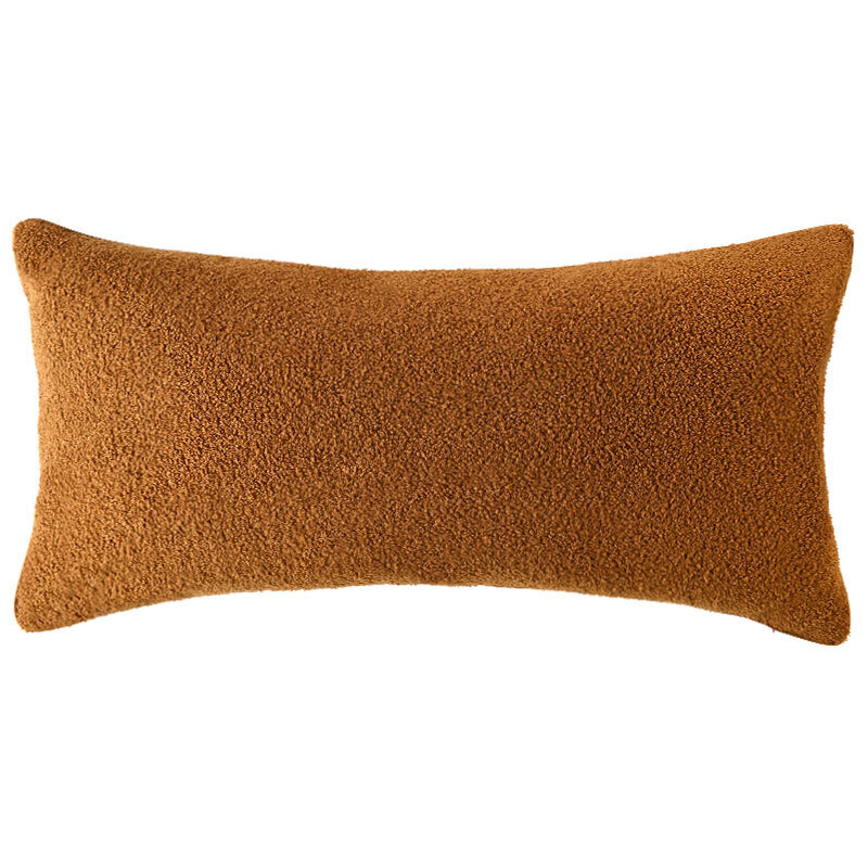 Cognac Brown Boucle Cushion - 80x40cm