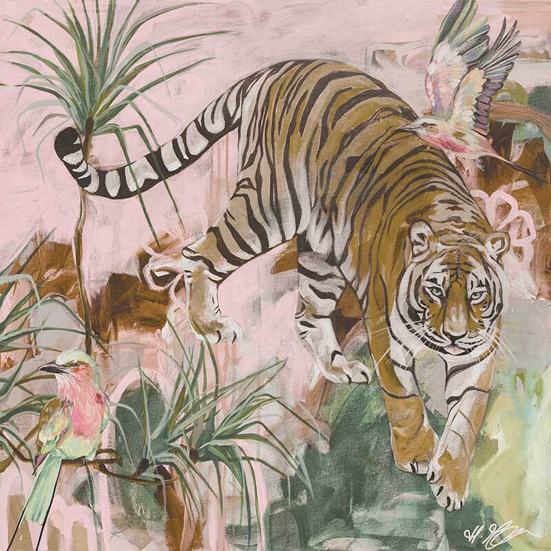 Jungle Boogie Pink Khaki Canvas Art Print