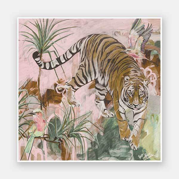 Jungle Boogie Pink Khaki Unframed Art Print