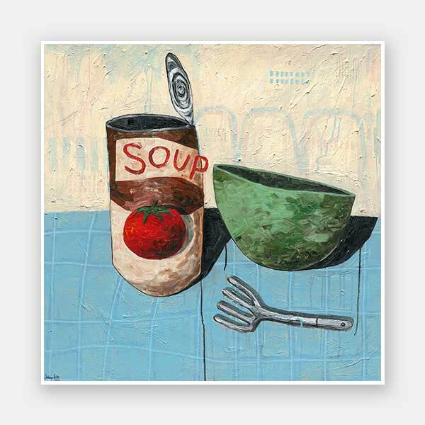Eating Soup With A Fork Pale Blue Unframed Art Print